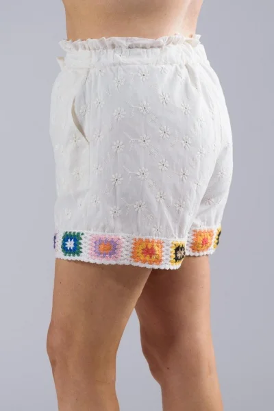 Shorts Κιπούρ Boho Λευκό