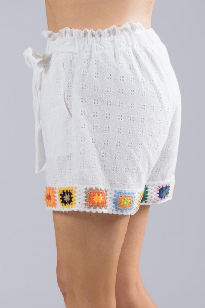 Shorts Κιπούρ Boho Paperbag Λευκό