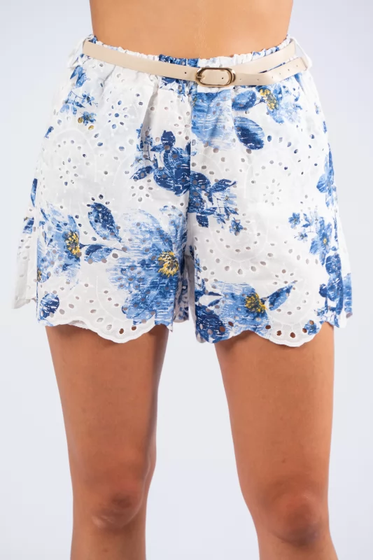 Shorts Κιπούρ Floral Navy-Λευκό