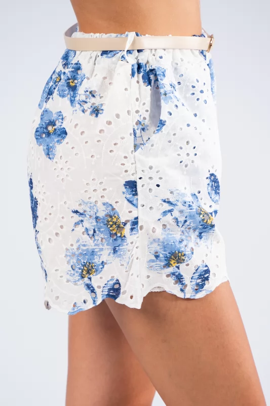 Shorts Κιπούρ Floral Navy-Λευκό