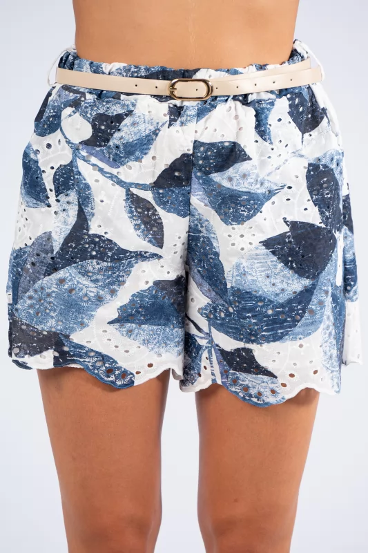 Shorts Κιπούρ Ζώνη Navy-Λευκό