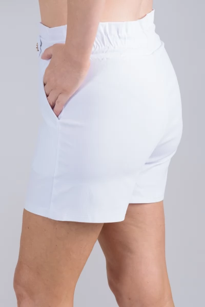 Shorts Elastic Buttons White