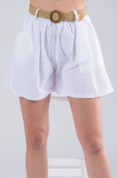 Shorts Λινό Ζώνη Λευκό