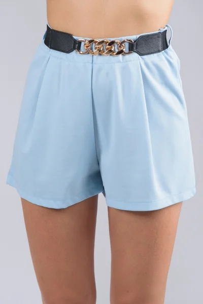 Shorts With Belt Light Blue