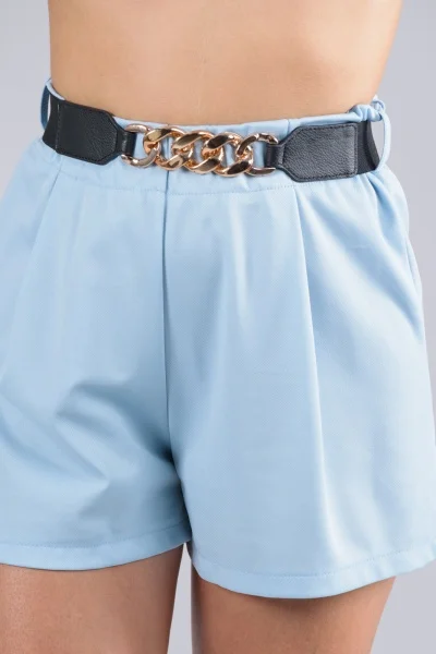 Shorts With Belt Light Blue