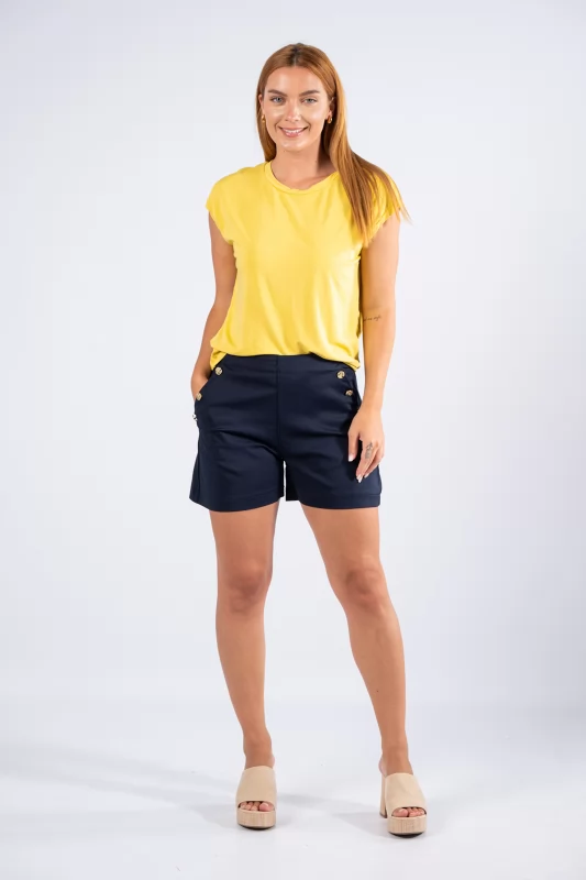 Shorts Gold Buttons Navy Blue