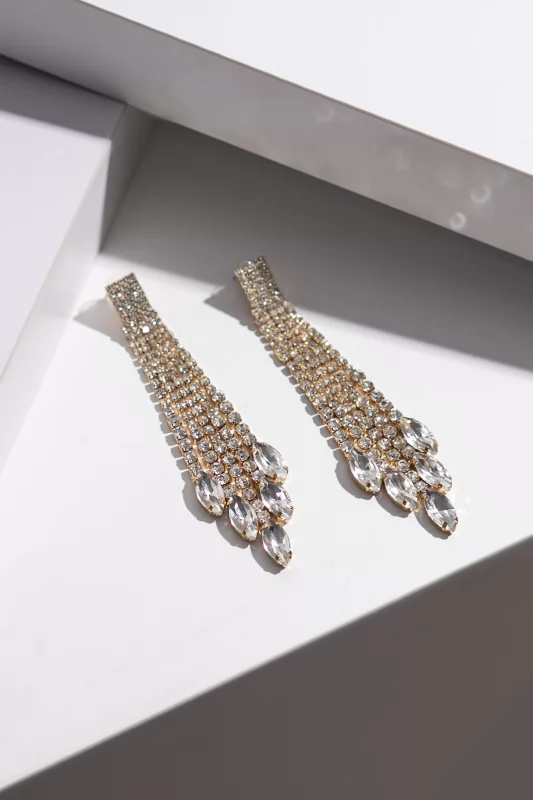 Earrings Chains Strass Gold