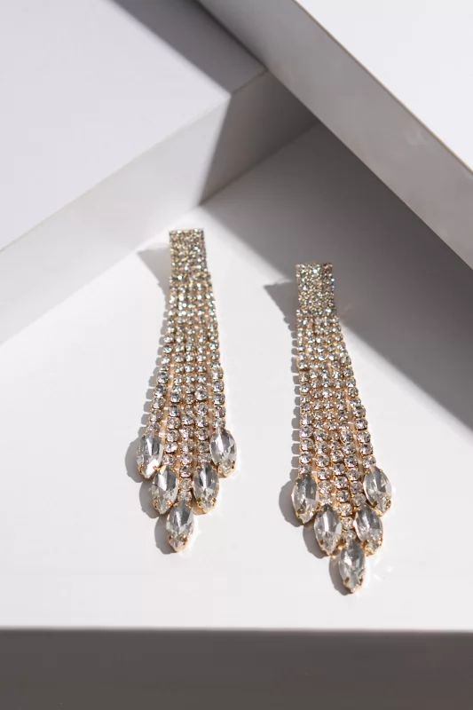 Earrings Chains Strass Gold