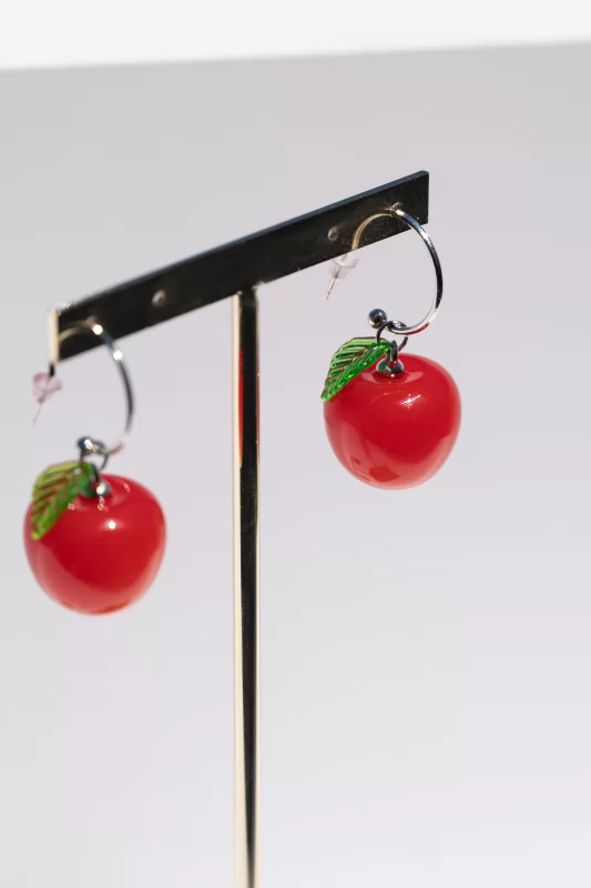 Earrings Leaves Cherries