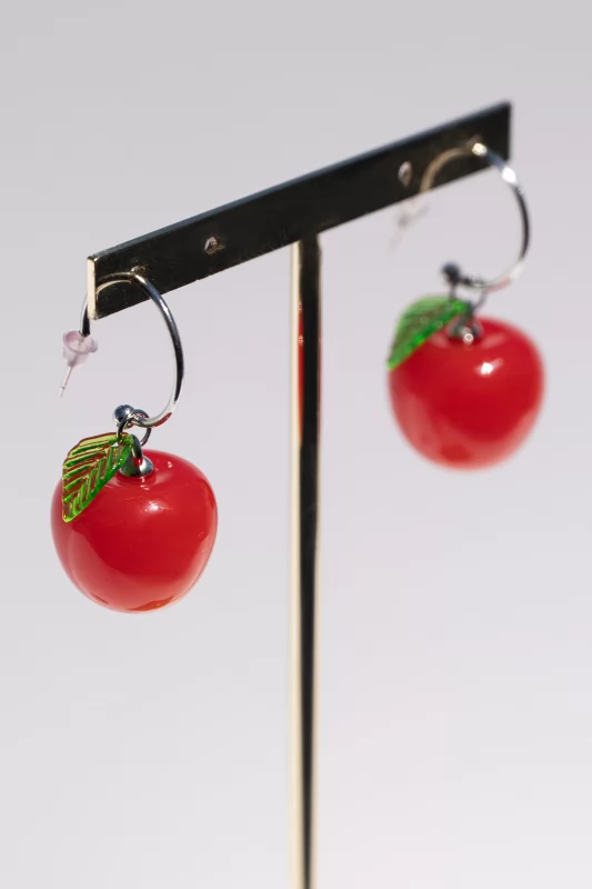 Earrings Leaves Cherries