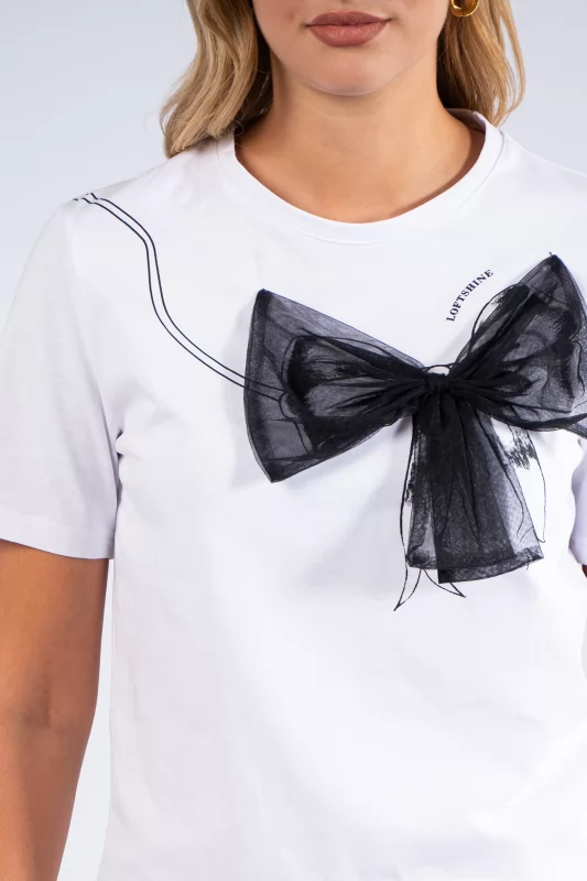 T-shirt 3D Bow White