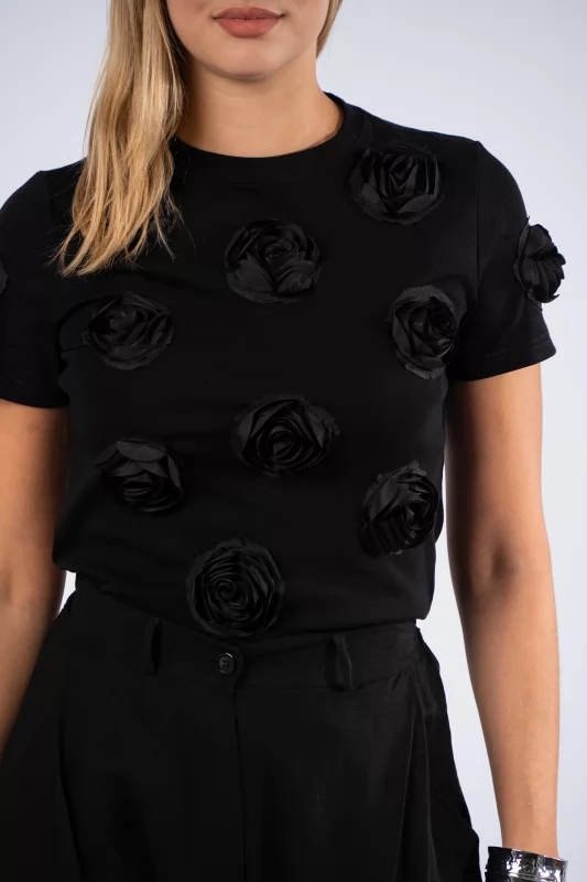 T-shirt 3D Roses Μαύρο