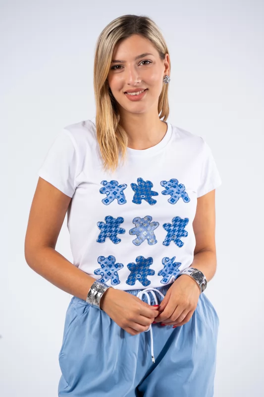 T-Shirt Bears Blue-White