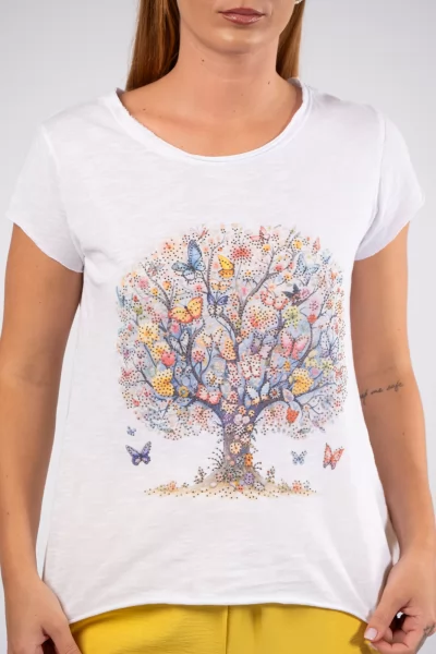 T-shirt Butterfly Tree Λευκό