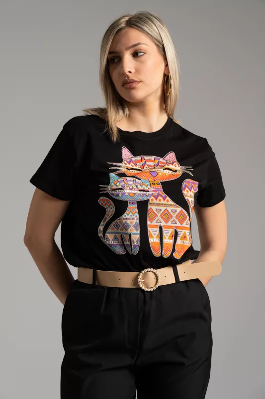 T-shirt Cats Στρας