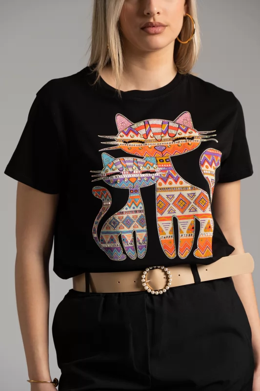 T-shirt Cats Στρας