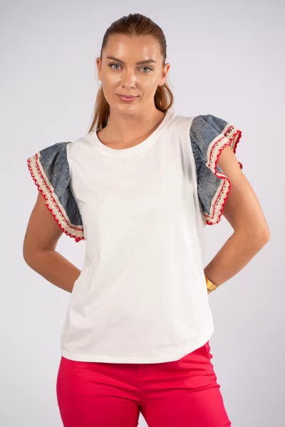 T-Shirt Crochet Κόκκινη-Λευκή