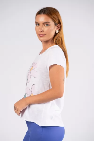 T-shirt Daisy Ροζ-Λευκό