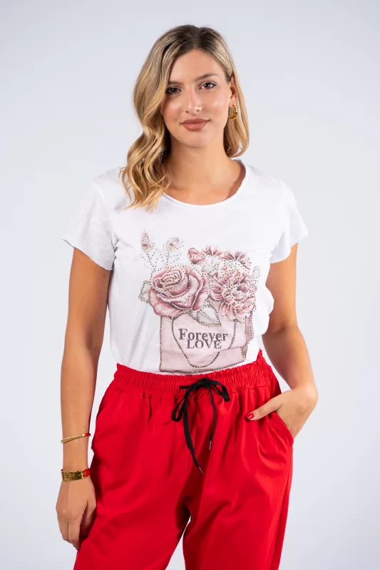 T-shirt Forever Flowers White