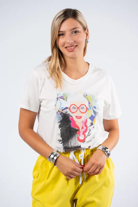 T-shirt Iris Apfel Λευκό