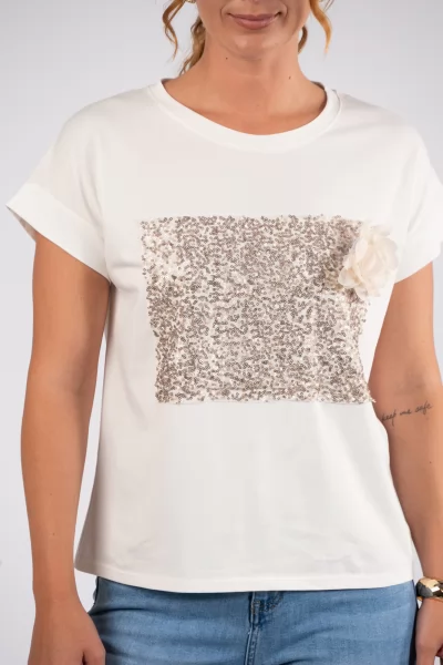 T-shirt Καρφίτσα Λουλούδι Λευκό