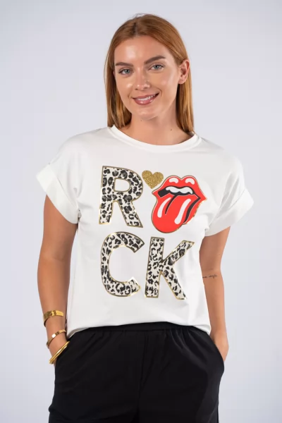 T-shirt Leopar Rock White