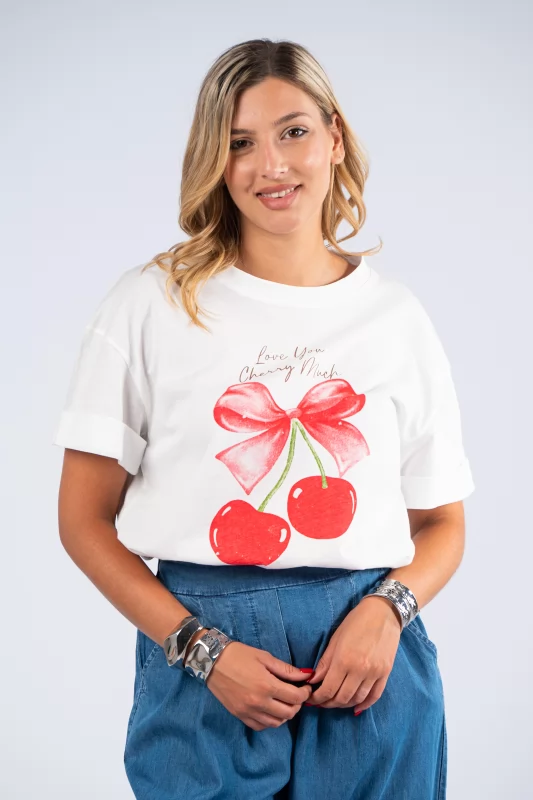 T-shirt Love Cherries Λευκό