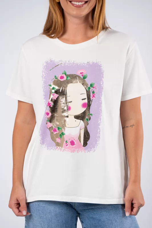 T-shirt Princess Λιλά-Λευκό