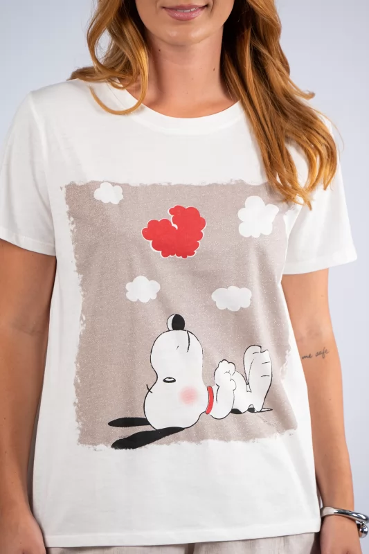 T-shirt Sleepy Snoopy Λευκό