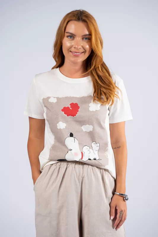 T-shirt Sleepy Snoopy White