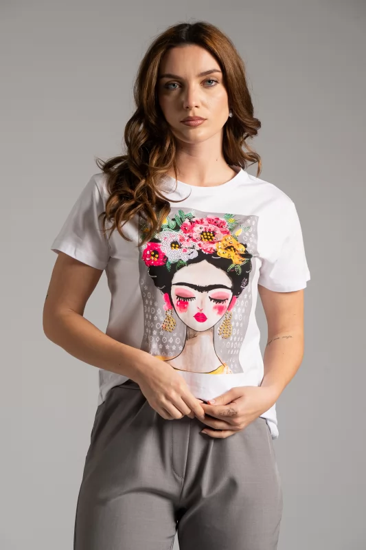 T-shirt Cotton Frida Rhinestone 