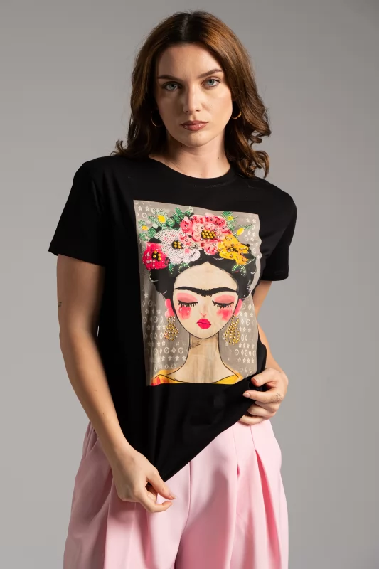 T-shirt Cotton Frida Rhinestone 