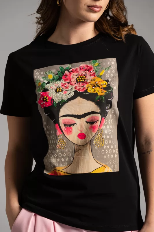 T-shirt  Βαμβακερό Frida Στρας