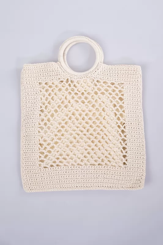 Τσάντα Crochet Cream