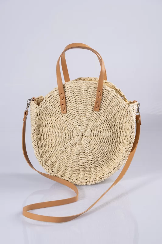 Straw Round Bag Beige