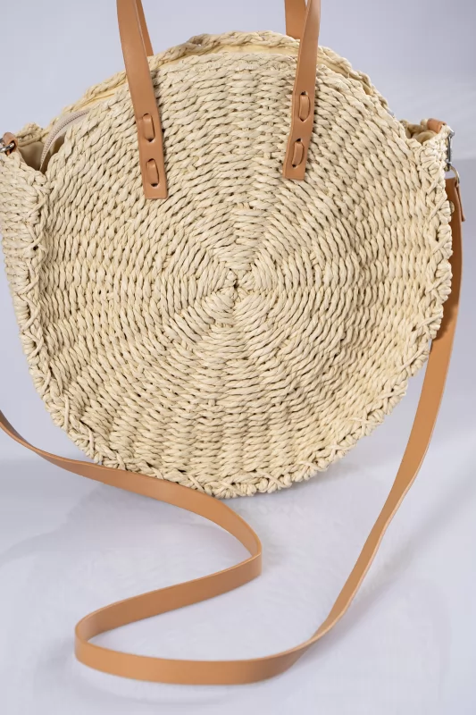 Straw Round Bag Beige