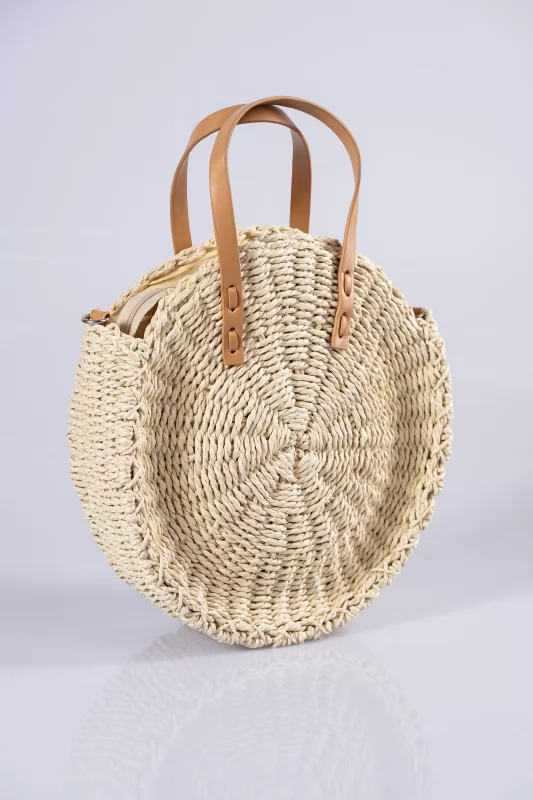 Straw Round Bag Beige