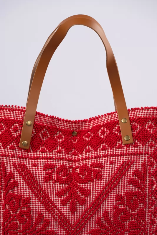 Τσάντα Tote Boho Κόκκινη