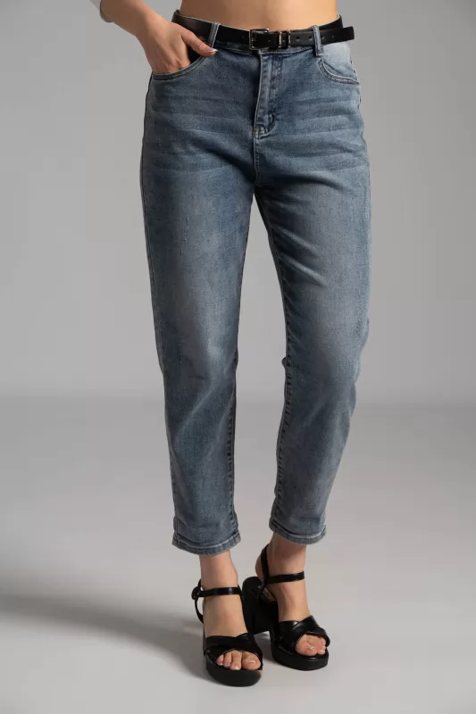 Jeans Push Up High Waist Belt