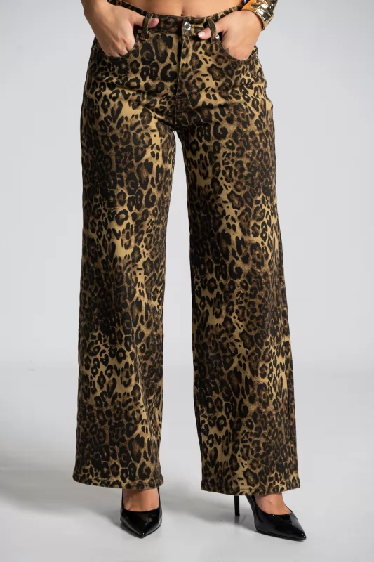 Jeans Wide-Leg Leopard Print