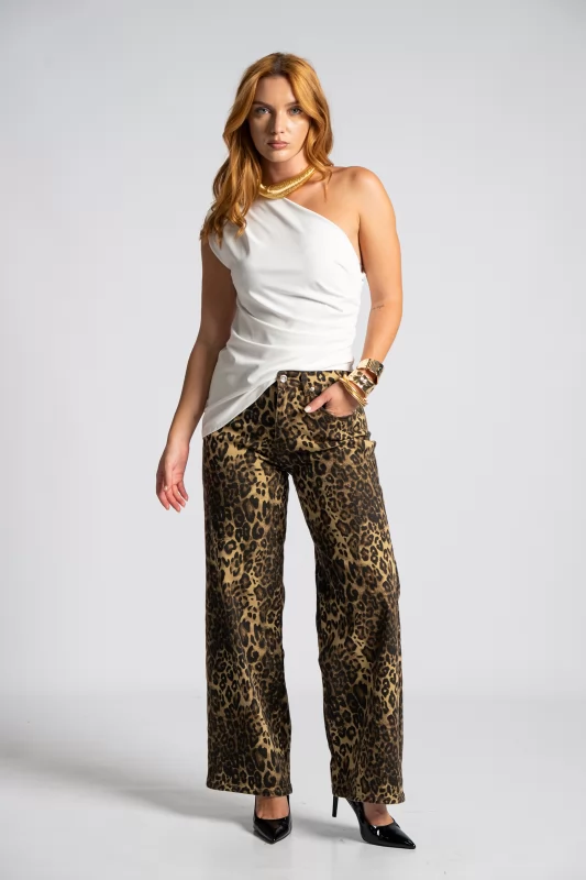 Jeans Wide-Leg Leopard Print