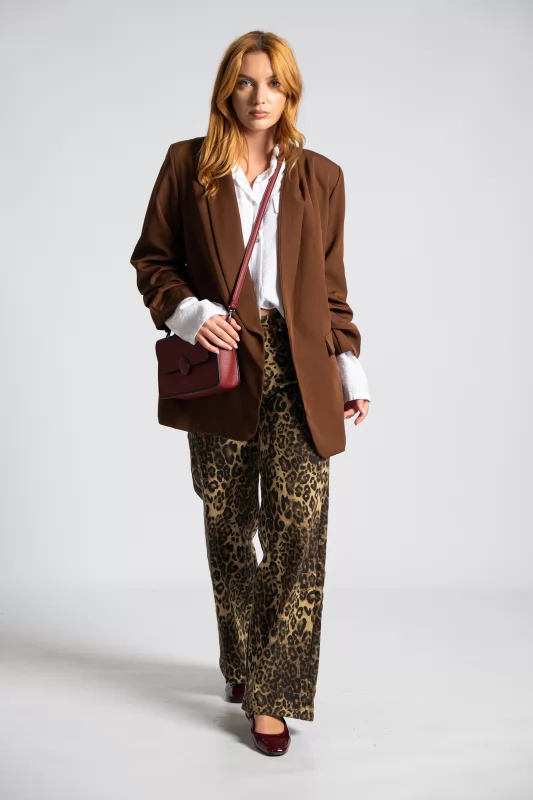 Τζιν Wide-Leg Leopar Print