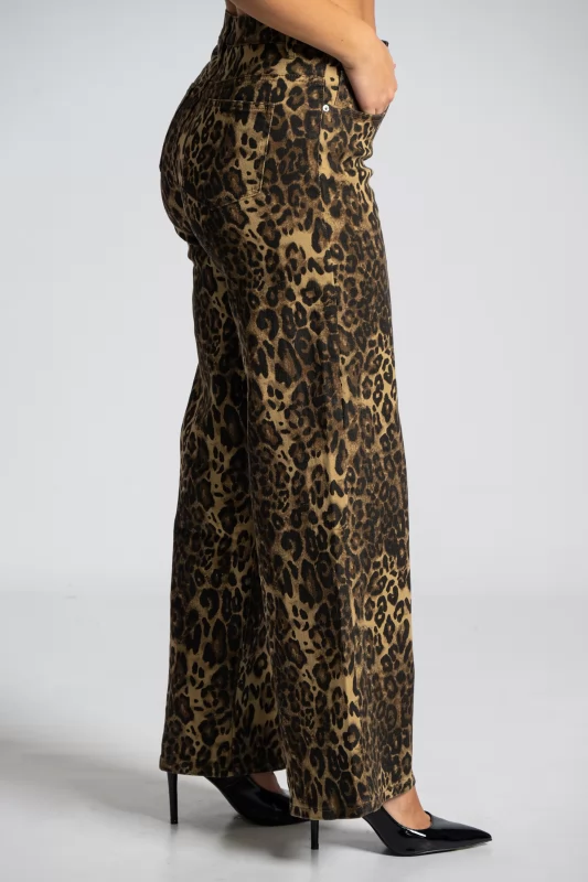 Jeans Wide-Leg Leopard Print