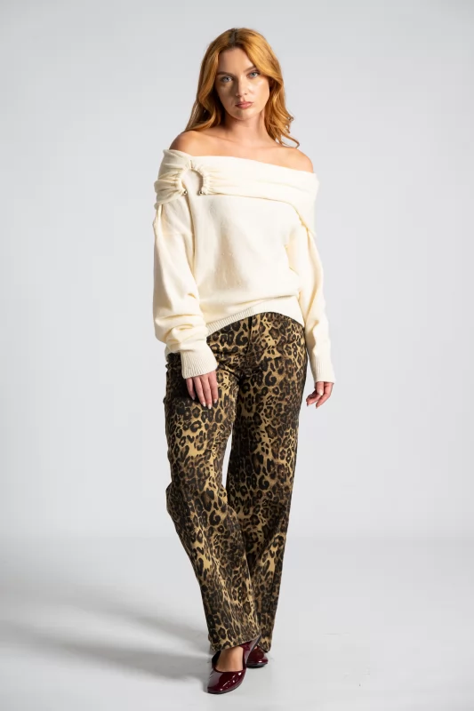 Jeans Wide-Leg Leopard Print