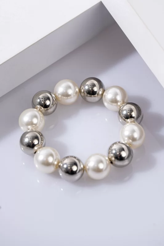 Bracelet Pearls White-Silver