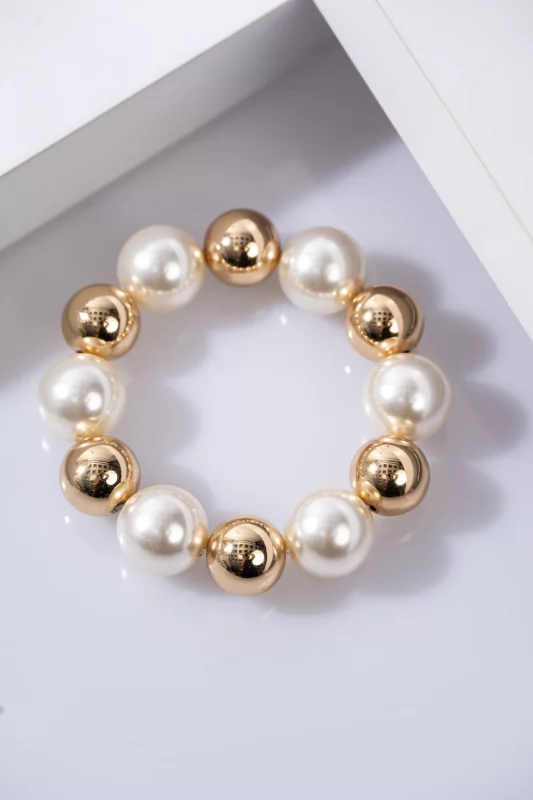 Bracelet Pearls White-Gold