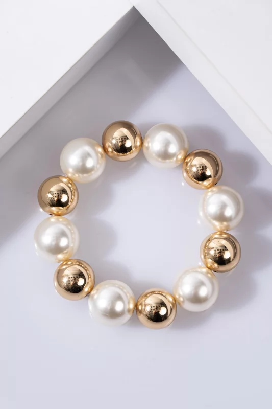 Bracelet Pearls White-Gold