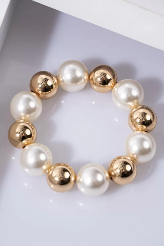 Bracelet Pearls White-Gold